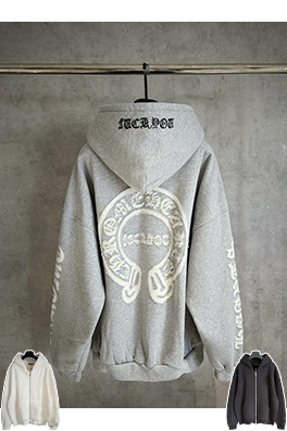 クロムハーツ 新作のフリース裏地付きジップアップスウェットシャツジャケット