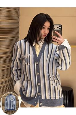 ルイヴィトン ストライプジャカードウールニットカーディガン