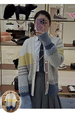 トムブラウン カラーブロックストライプカーディガン