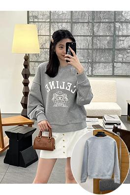 セリーヌ CEINE レターバッジプリントクルーネックスウェットシャツ