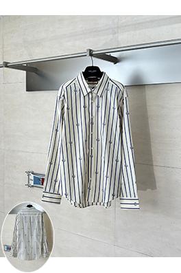 グッチコピー として位置づけダブルGジャカードストライプの襟付き長袖シャツ