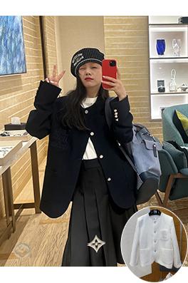 ルイヴィトンスーパーコピー ポケット刺繍シングルブレストジャケット