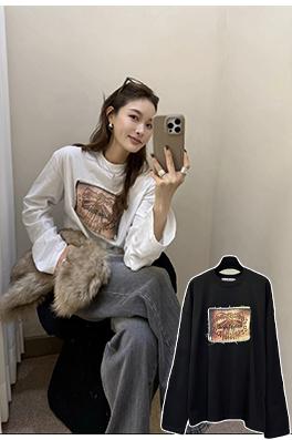 アクネストゥディオズ Acne studio マイクロロゴと蝶のプリントアップリケが付いたレトロスタイルの長袖シャツ