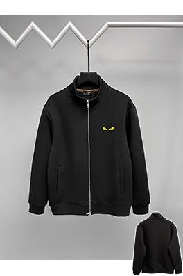 フェンディコピー ダブルFFロゴ刺繍のジップアップジャケット