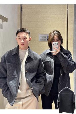 ルイヴィトン シャツスタイルのウールモノグラムコート