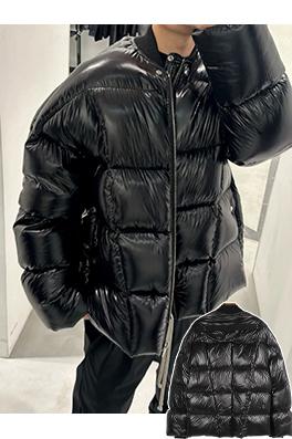 リックオウエンス 光沢のある黒のダウンジャケット