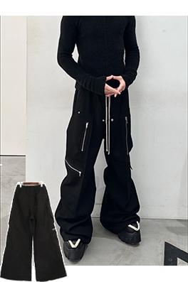 リックオウエンス ワイドレッグのモップ掛けまでの長さのワークパンツ