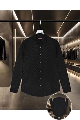 グッチ クラシックなダブルGバレットスクリーンオールオーバーロゴ長袖シャツ