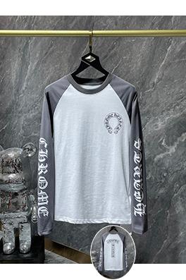 クロムハーツ レタープリントのホースシューカラーブロックラグラン長袖シャツ