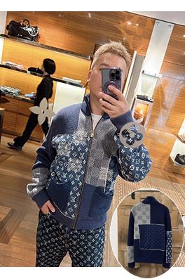 ルイヴィトンスーパーコピー ニットパッチワークジップアップカーディガン