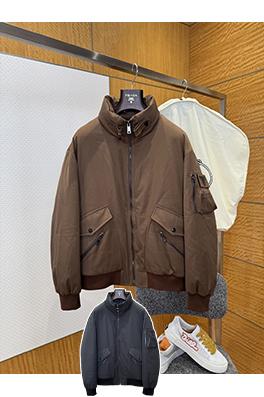 プラダ 袖パッチジッパーポケットダウンジャケット