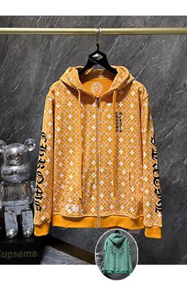 クロムハーツコピー 馬蹄のロゴ柄がったブルーのジップアップフード付きスウェットシャツ