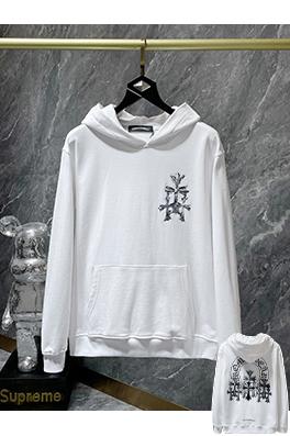 クロムハーツ インクスプラッターサンスクリット刺繍パッチワークフード付きスウェットシャツ