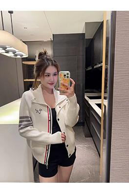 トムブラウン 々しくプレッピーな子犬の刺繍入りジップアップカラーシングルブレストニットカーディガン