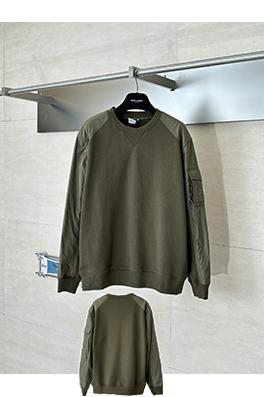 モンクレール ロゴスリーブポケットパッチワーククルーネックスウェットシャツ