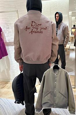 ディオール DIOR タオル刺繍パッチワークレザージャケットベースボールユニフォーム