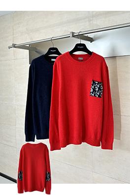 ディオールスーパーコピー Obilque 新作パッチワークレターポケットエルボーニットセーター