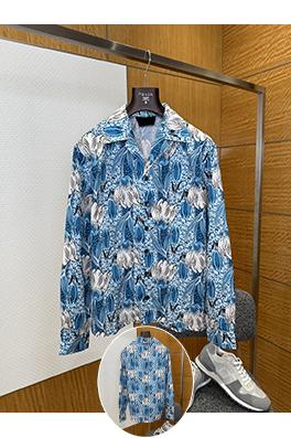 プラダ 花柄マルベリーシルク長袖シャツ