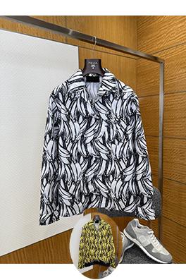 プラダ バナナプリントシルクカジュアルシャツ