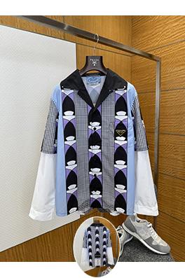 プラダ 新モデルパッチワークプリントフェイクツーピースシャツ