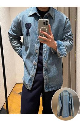 アミ ニットハートデニムジャケット