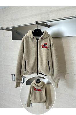 バーバリー レディース馬術騎士ロゴ ウール＆カシミア混紡フリースコート