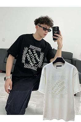 ルイヴィトン 刺繍ビーズロゴ半袖Tシャツ