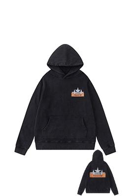 アミリ ラインストーンスター クラックプリントウォッシュダメージフード付きスウェットシャツ