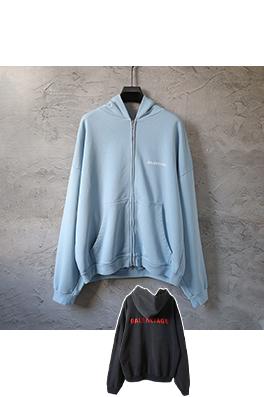 バレンシアガ BALENCIAGA 刺繍入り英語文字ジップアップフード付きスウェットシャツ