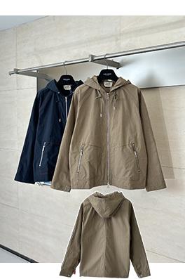 エルメス 外側ステッチ刺繍ジッパージャケット