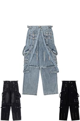 バレンシアガスーパーコピー 取り外し可能な頑丈なリベットリボンのワイドレッグ