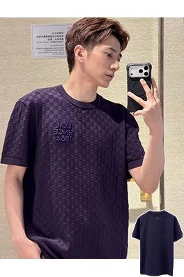 ルイヴィトン チェッカーボード刺繍ニット半袖Tシャツ