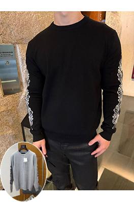 クロムハーツ スクロール柄刺繍クルーネックウールニットセーター