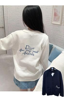 ディオール Friends 刺繍りコットン混紡ボタンダウンカーディガン