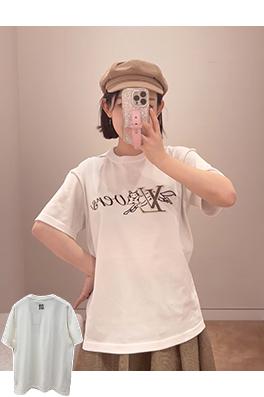 ルイヴィトン レター刺繍ニット半袖Tシャツ