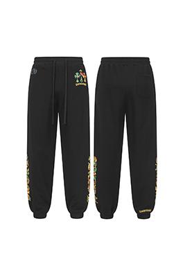 クロムハーツ サンスクリット文字プリントの白いカジュアルパンツ