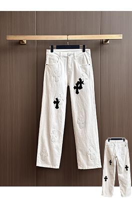 クロムハーツ 新しいパッチワークウォッシュデニムジーンズ