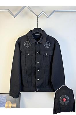 クロムハーツ ランウェイスタイルの高級カスタムジャカードデニムジャケット