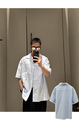 ロエベ パッチポケット付きの刺繍入りチェック柄半袖シャツ