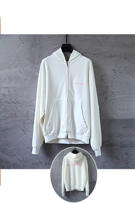 バレンシアガ Balenc1aga 英語の刺繍とダメージのジッパーがダメージのフード付きスウェットシャツ