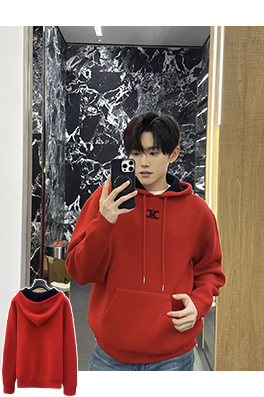 セリーヌ フード付きウールニットトップス