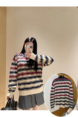 ボッテガヴェネタコピー ストライプニット長袖スウェットシャツ