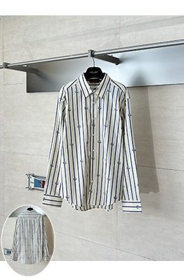 グッチコピー として位置づけダブルGジャカードストライプの襟付き長袖シャツ