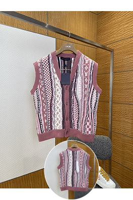 ルイヴィトン パッチワークジャカードニットベストカーディガン