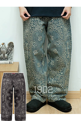 シュプリーム SUPREME BANDANA JACQUARD BAGGY JEAN ペイズリージャカードストレートレッグジーンズ