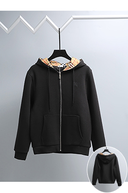 バーバリー 刺繍ロゴ入りジップアップフードジャケット