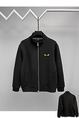 フェンディコピー ダブルFFロゴ刺繍のジップアップジャケット