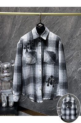 クロムハーツ サンスクリット刺繍のクロスアップリケウール長袖シャツ