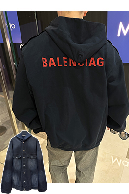 バレンシアガスーパーコピー Balenciaga 刺繍入りフード付きデニムジャケット