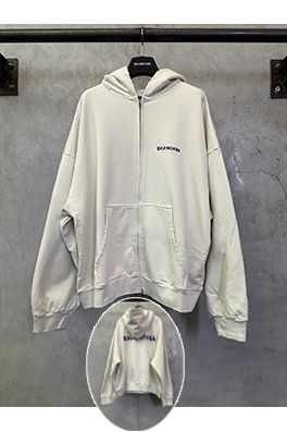 バレンシアガコピー Balenciaga オーキッド刺繍フード付きジップアップスウェットシャツジャケット